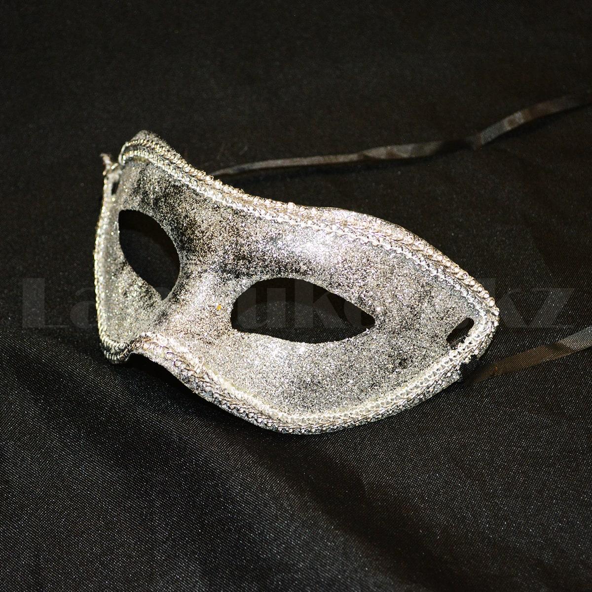 Венецианская карнавальная маска с блеском серебристая, фото 1