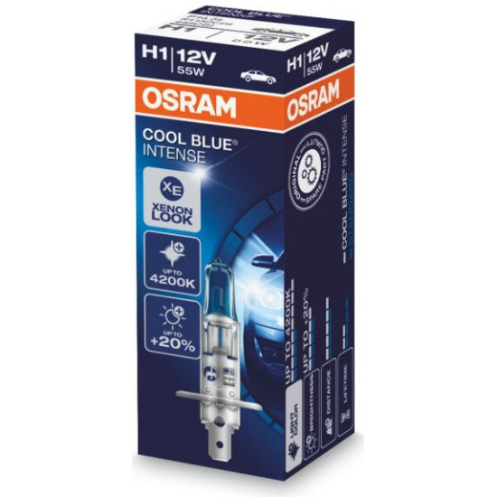 Лампа галогенная OSRAM H1 55W P14.5s+20% Cool Blue Intense 4200K 12V