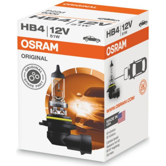 Лампа автомобильная OSRAM HB4/9006 (51) P22d 12V, 1шт, фото 1