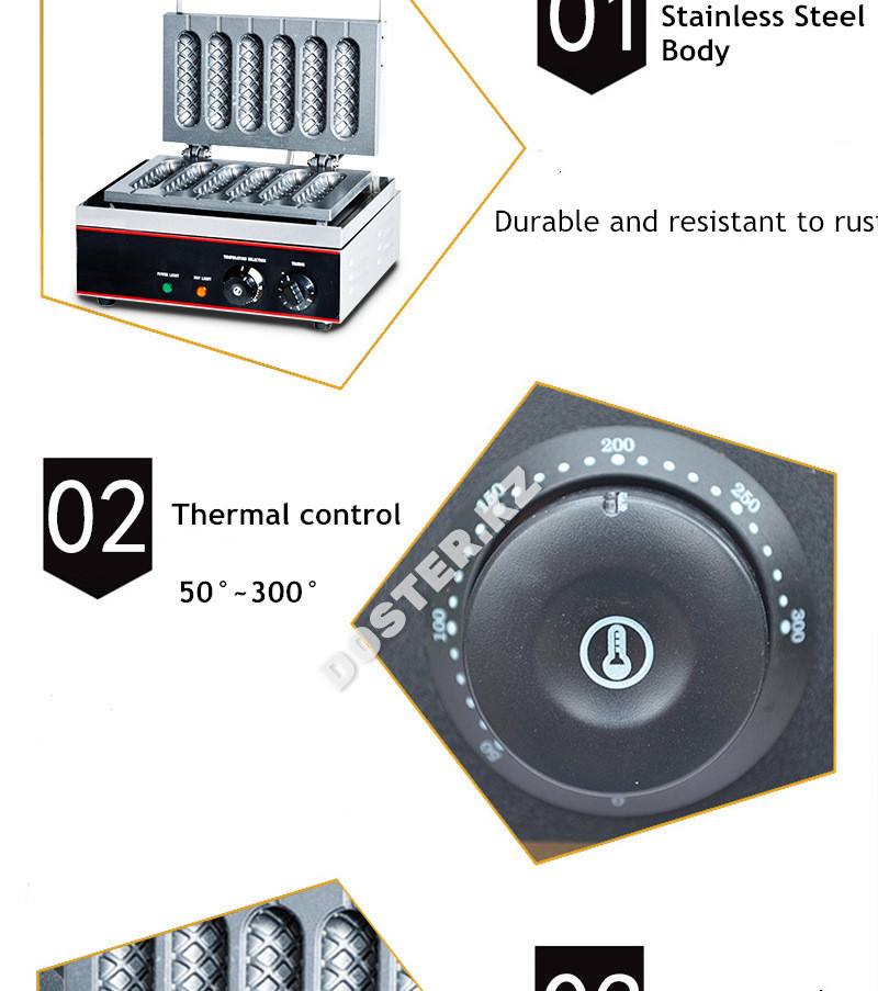 Вафельница для корн-догов (6 форм) - фото 3 - id-p96336025