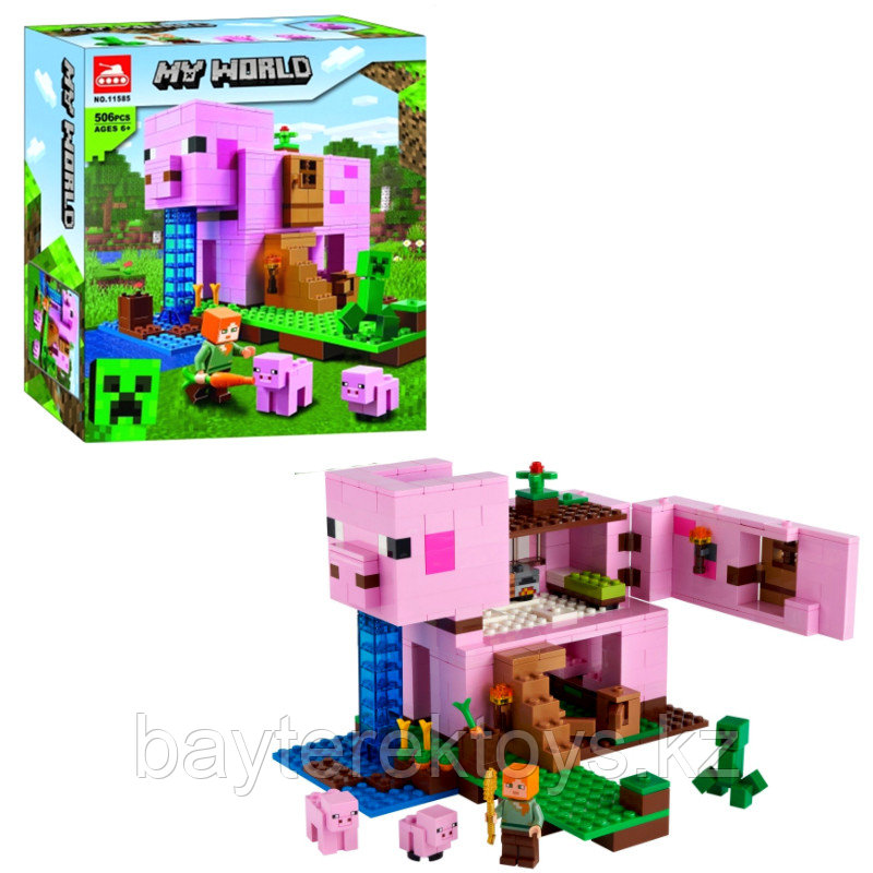 Конструктор Майнкрафт My World 11585 аналог LEGO Minecraft Дом-свинья 21170