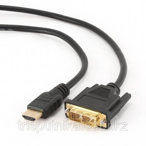 Кабель HDMI-DVI Cablexpert CC-HDMI-DVI-6, 19M/19M, 1.8м, single link, черный, позол.разъемы, экран - фото 1 - id-p96351616