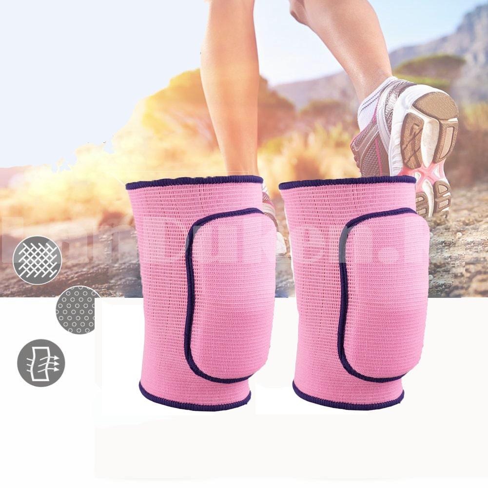 Эластичные наколенники защитные для занятий спортом с изгибом на колене 19 х 11 см розовые - фото 1 - id-p96352077