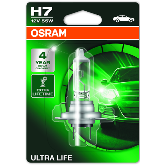 Лампа галогенная OSRAM H7 Ultra Life 12V 55W, 1шт.