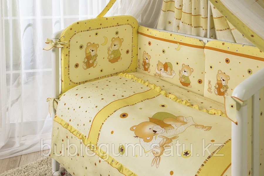 Комплект постельного белья 7 предметов Perina Ника "Мишка на подушке" на классическую  кроватку