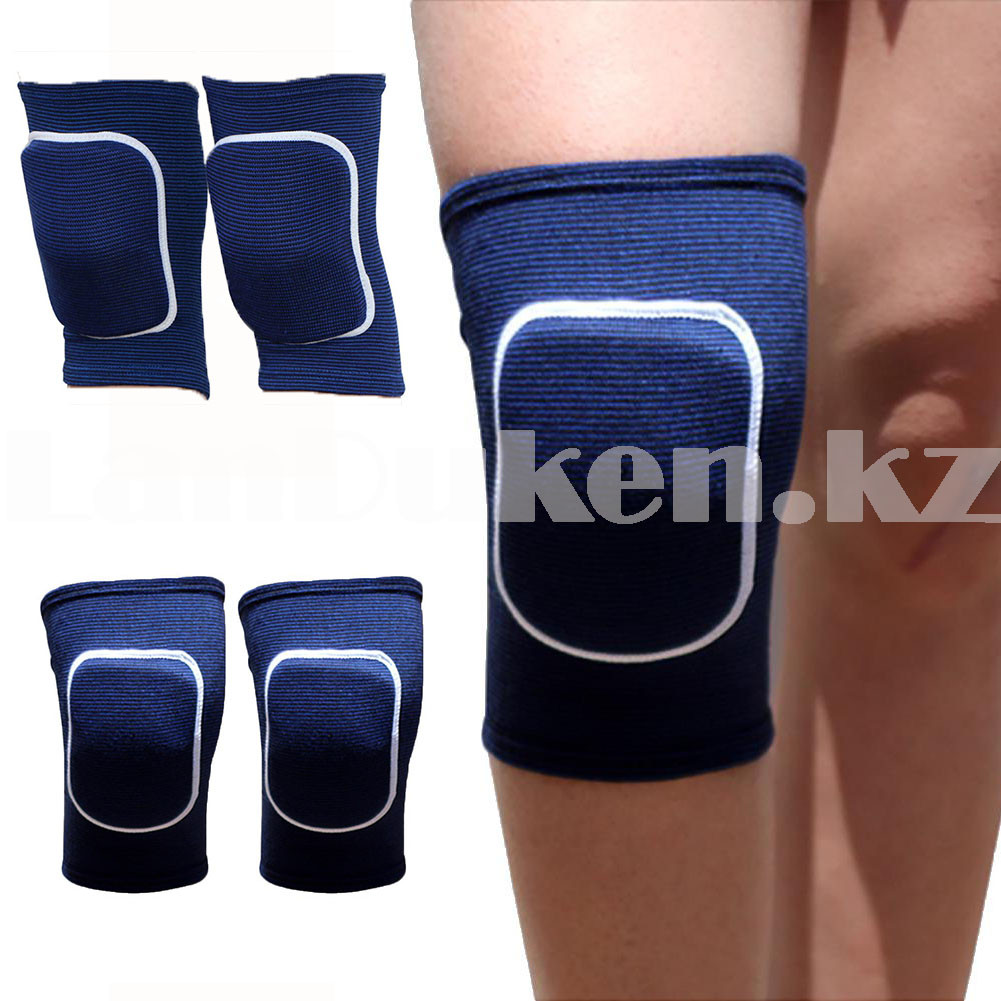 Эластичные наколенники защитные для занятий спортом с изгибом на колене 19 х 11 см синие в полоску - фото 6 - id-p96352372