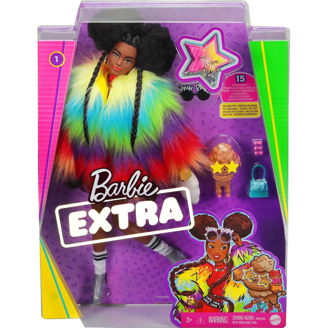 Кукла Barbie Экстра в радужном пальто