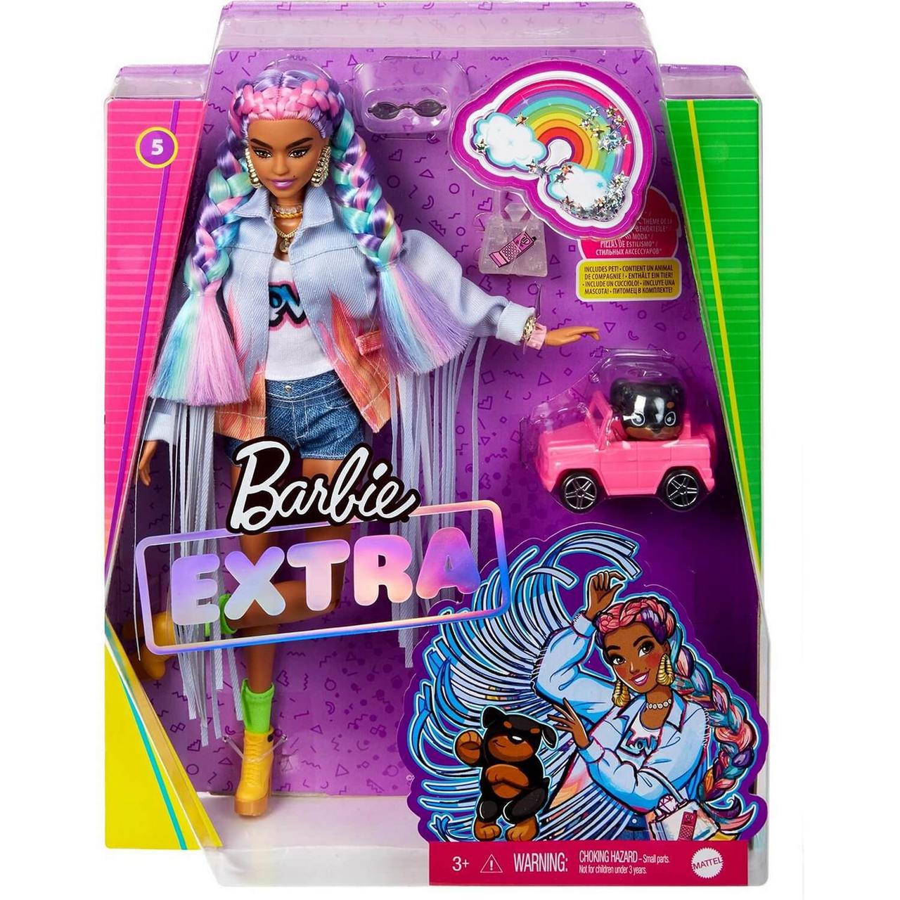 Кукла Barbie Экстра с радужными косичками