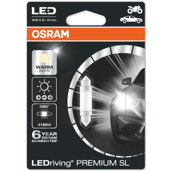 Лампа светодиодная OSRAM C5W (SV8.5/8) 41мм LED Premium Warm White 4000К 360° 12V - фото 1 - id-p96353440