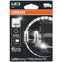 Лампа светодиодная OSRAM T4W (BA9s) LED Premium Warm White 4000K, 2шт, 24V