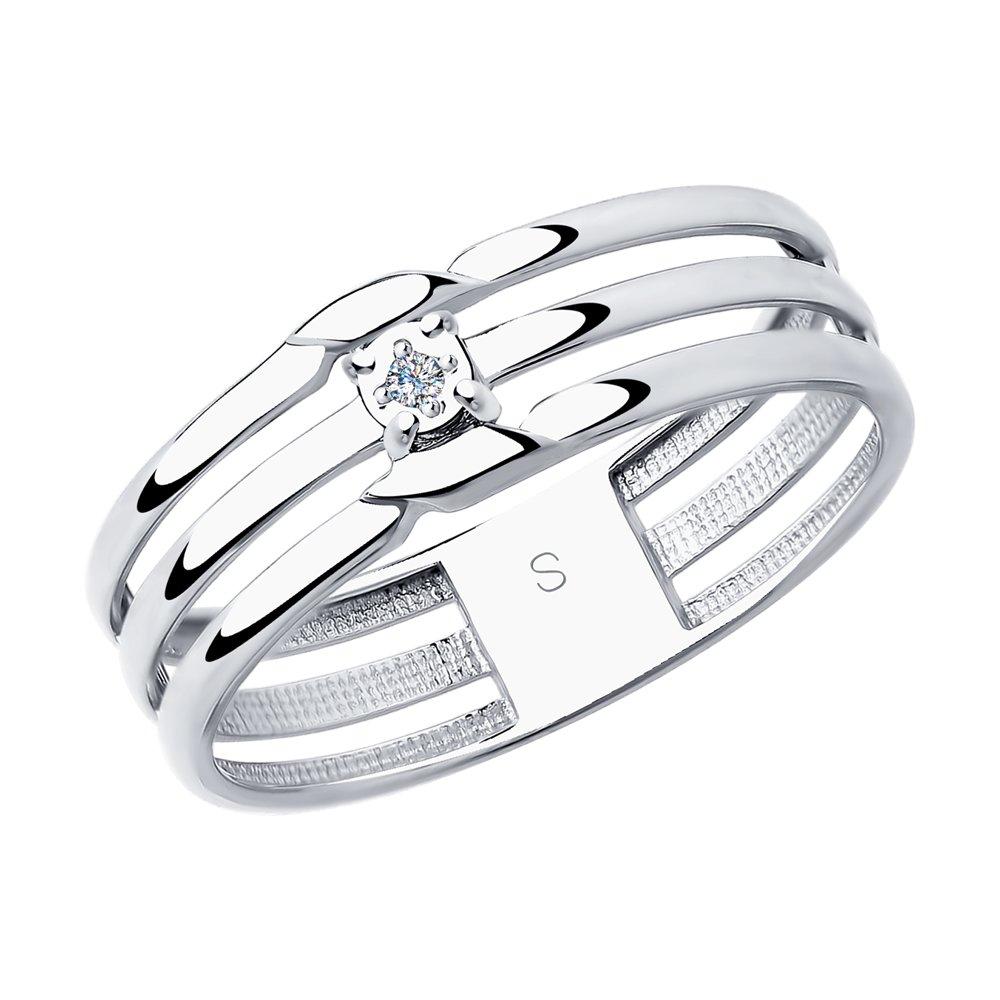 Кольцо из серебра с натуральным бриллиантом - размер 18,5
