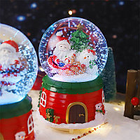 Музыкальный снежный шар большой "Дед Мороз с подарками", 16см. 2022А