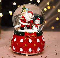 Музыкальный снежный шар "Дед Мороз и Снеговик", 12см. 2022А