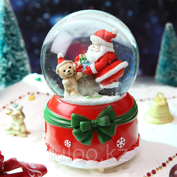 Новогодний музыкальный сувенир с подсветкой — Снежный шар «Новогоднее чудо»