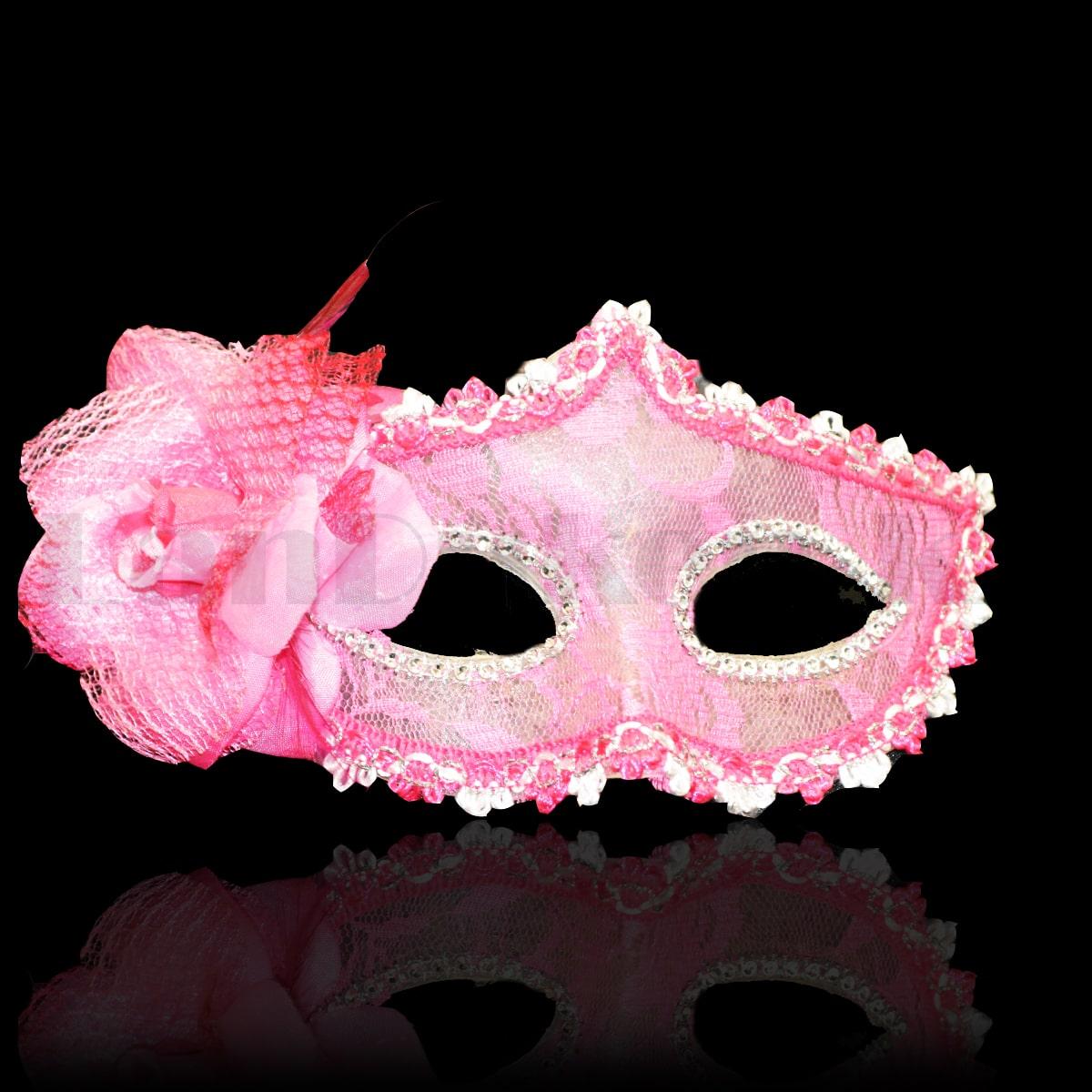 Венецианская карнавальная маска с цветком розовая - фото 2 - id-p96361797