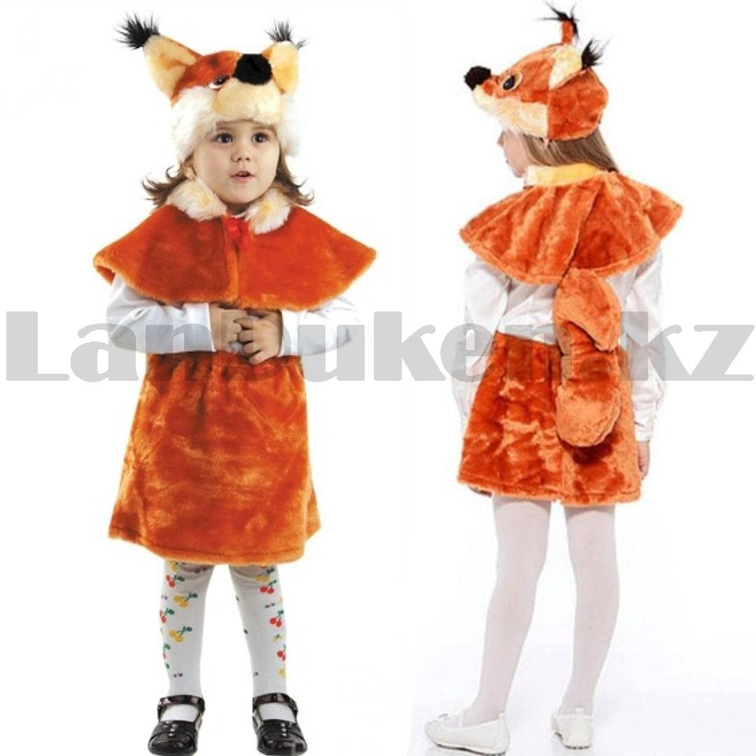 Костюм детский карнавальный Белка накидка юбка с хвостом и шапка оранжевый, фото 1