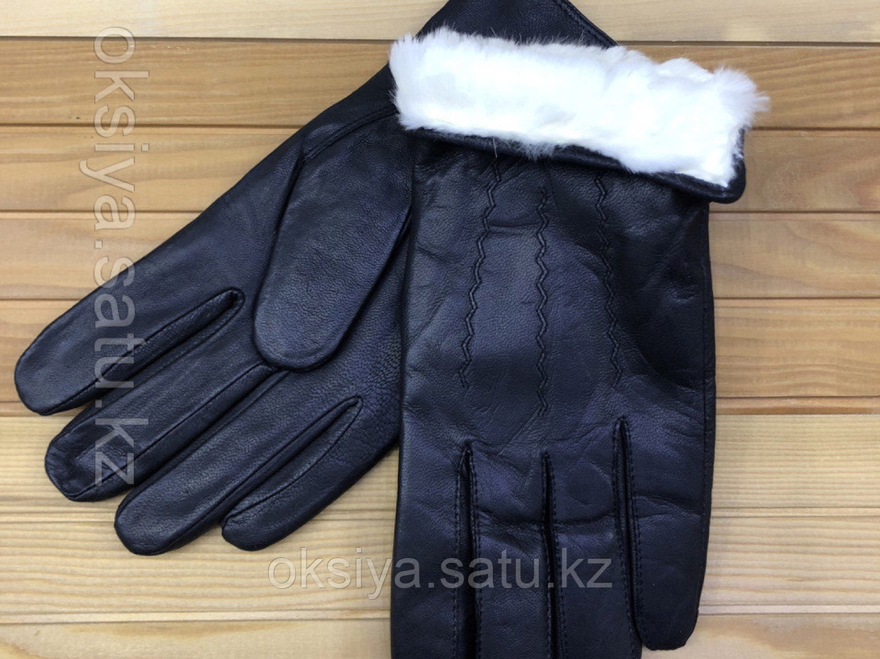 Мужские кожаные перчатки на натуральном кролике - фото 1 - id-p96361818