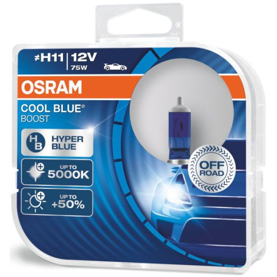Лампа галогенная OSRAM H11 80W PGJ19-2 +50% Cool Blue Boost 5000K, 2шт, 12V