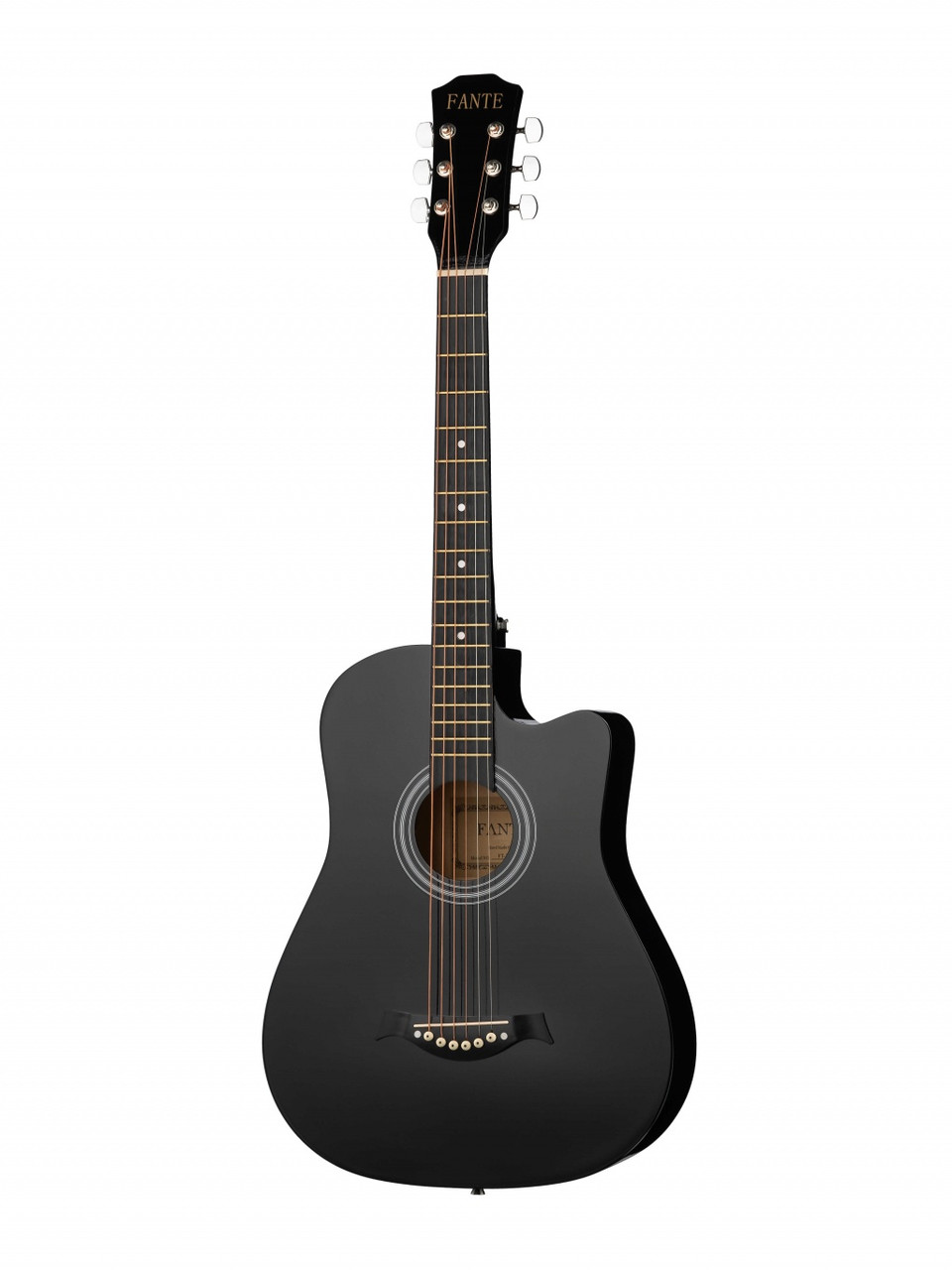 Акустическая гитара, с вырезом, черная, Fante FT-D38-BK - фото 1 - id-p80892710
