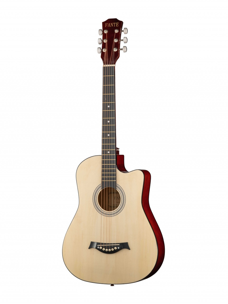 Акустическая гитара, с вырезом, цвет натуральный, Fante FT-D38-N