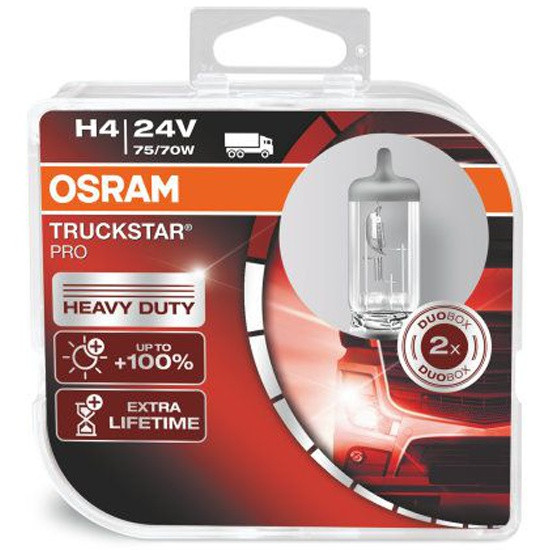 Лампа галогенная OSRAM H4 75/70W P43t-38 +100% Truckstar Pro, 2шт, 24V - фото 1 - id-p96363101