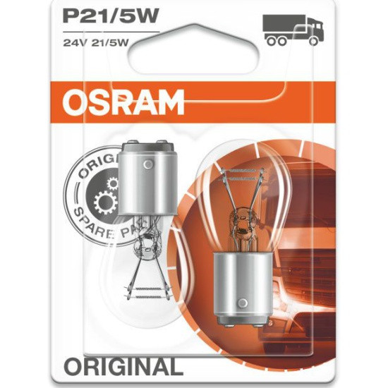 Лампа галогенная OSRAM P21/5W (BAY15d), 2шт, 24V - фото 1 - id-p96363116