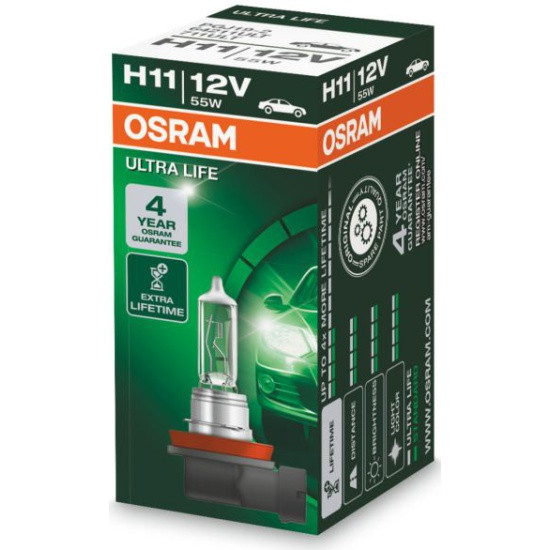 Лампа галогенная OSRAM H11 55W PGJ19-2 Ultra Life 12V, фото 1