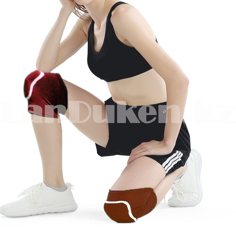 Эластичные наколенники защитные для занятий спортом с изгибом на колене 19 х 11 см красные в полоску - фото 4 - id-p96372924