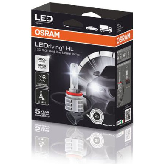 Лампа автомобильная OSRAM Cool White H11 (14) PGJ19-2 6000K (2шт) 12V/24V