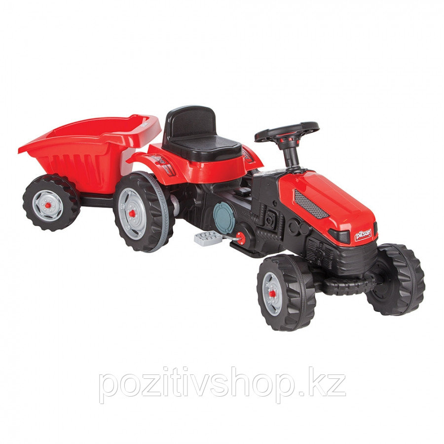 Педальная машина Tractor с прицепом Pilsan красный