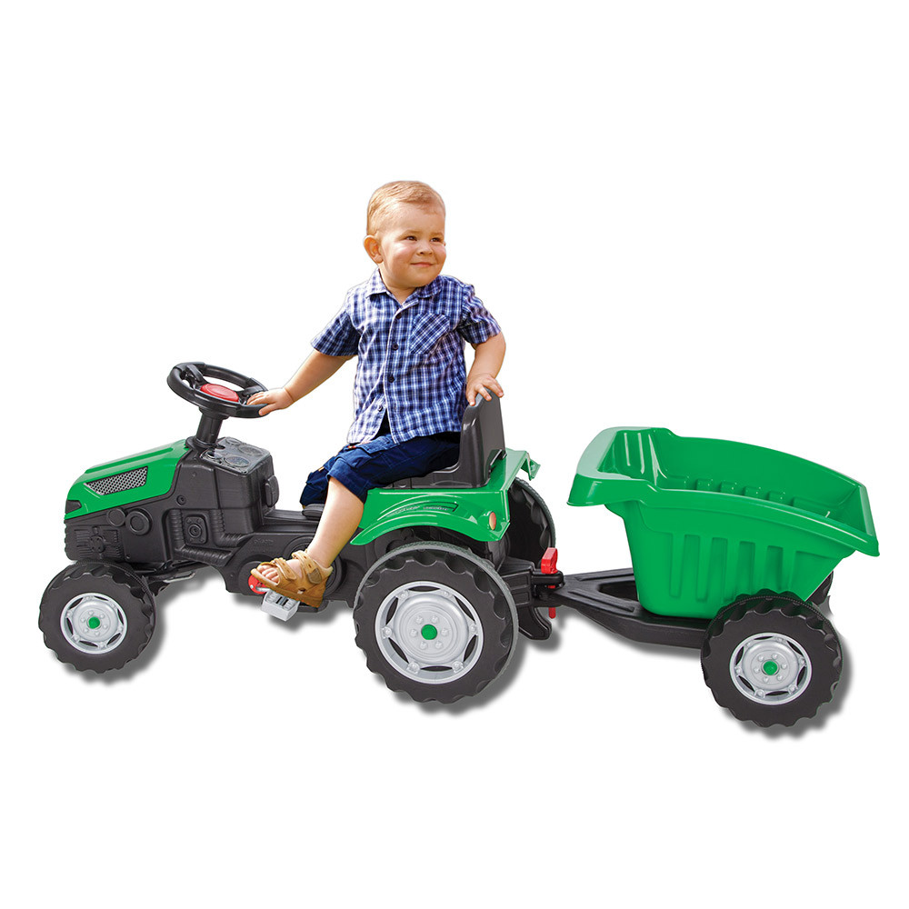Трактор педальный для детей Pilsan Green с прицепом, фото 1