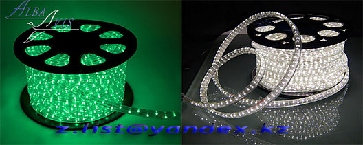 Светодиодный дюралайт, светодиодный дюралайт, круглый 2-х жильный  зеленый, белый, фото 2