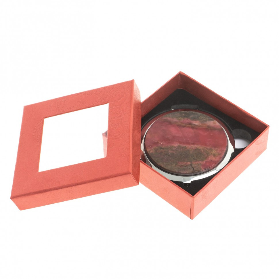 Карманное зеркальце круглое с родонитом цвет серебро 122261 - фото 2 - id-p94417934