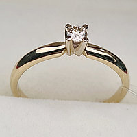 Золотое кольцо с бриллиантами 0.12Сt VS2/G VG-Cut, фото 1