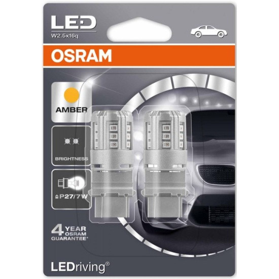 Лампа светодиодная OSRAM LED Standart Amber P27/7W 12V 2,5W, 2шт, фото 1