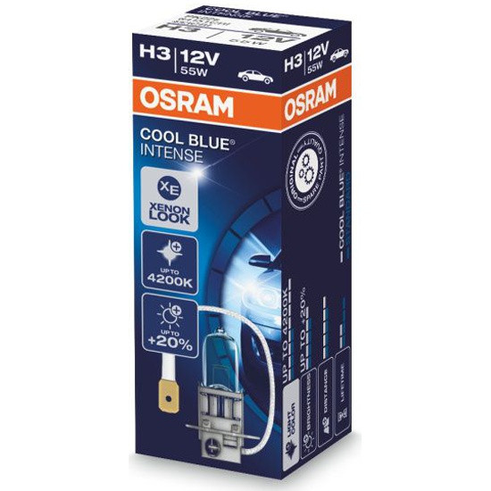 Лампа галогенная OSRAM H3 55W PK22s+20% Cool Blue Intense 4200K 12V, фото 1