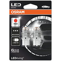 Лампа светодиодная OSRAM W21W (W3x16d) LED Premium Red, 2шт, 12V