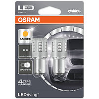 Лампа светодиодная OSRAM P21/5W (BAY15d) LED Standart Amber, 2шт, 12V