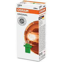 Лампа автомобильная OSRAM BAX 2W с зёленым патроном (B8.5d) 12V, 1шт
