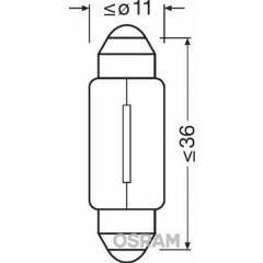 Лампа автомобильная OSRAM C10W (SV8.5/8) 35мм 12V, 1шт, - фото 2 - id-p96418919