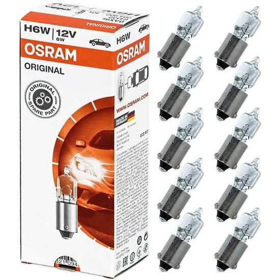 Лампа галогенная OSRAM Halogen H6W (BAX 9s) 12V, 1шт - фото 1 - id-p96419114
