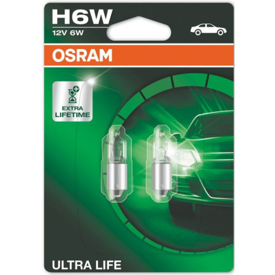 Лампа галогенная OSRAM Ultra Life Halogen H6W (BAX9s) 12V, 1шт