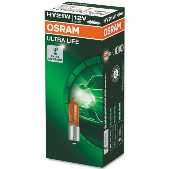 Лампа автомобильная OSRAM Ultra Life HY21W (BAW9S) 12V, 1шт