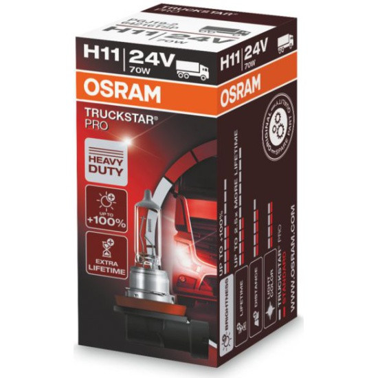 Лампа автомобильная OSRAM Truckstar Pro H11 70W PGJ19-2+100% 24V, 1шт