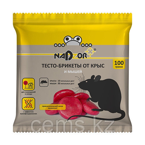 Тесто-брикет от крыс и мышей, 100г Nadzor - фото 1 - id-p96421585