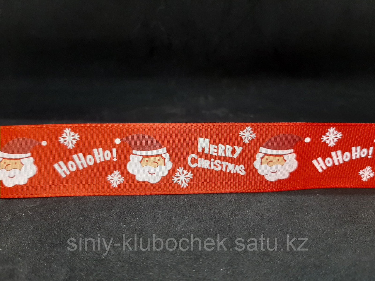 Репсовая лента с принтом Ho Ho Ho Merry Christmas красная 25мм 9.1м/рулон - фото 1 - id-p96422320