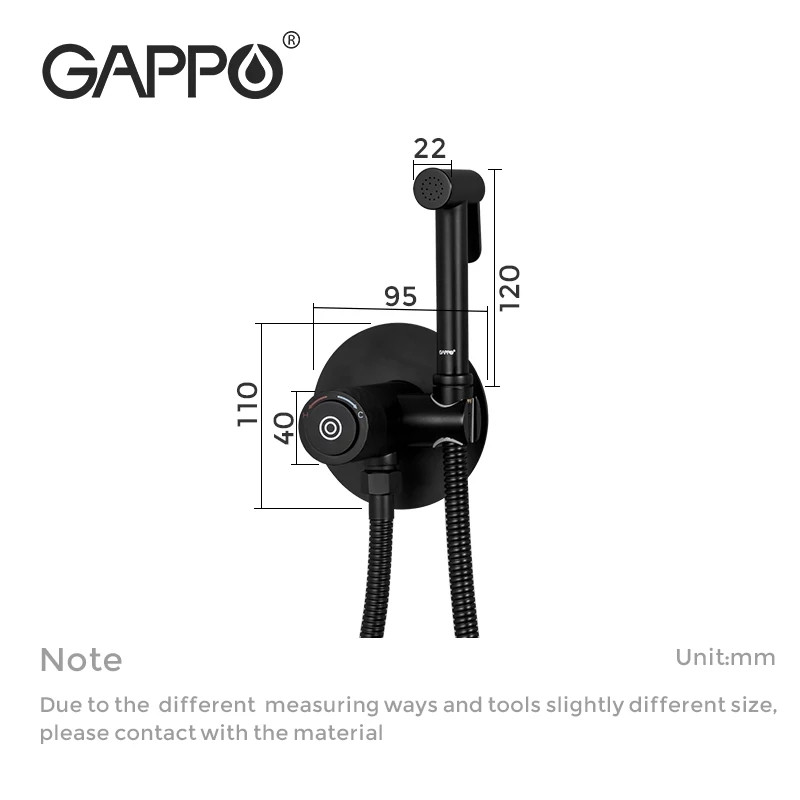 Встраиваемый гигиенический душ с крючком Gappo черный G7288-6 - фото 5 - id-p96423156