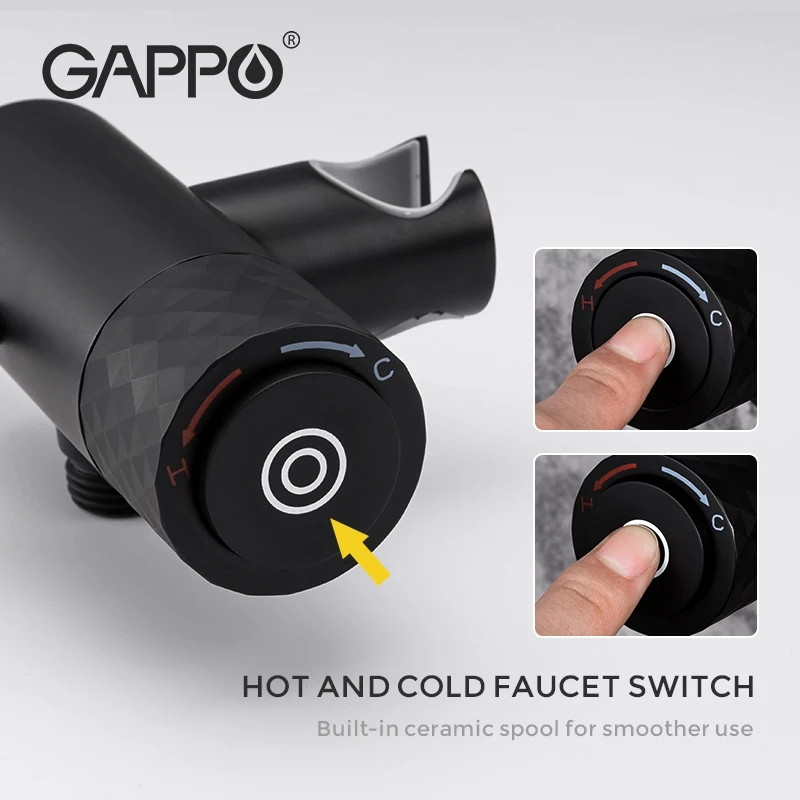 Встраиваемый гигиенический душ с крючком Gappo черный G7288-6 - фото 3 - id-p96423156