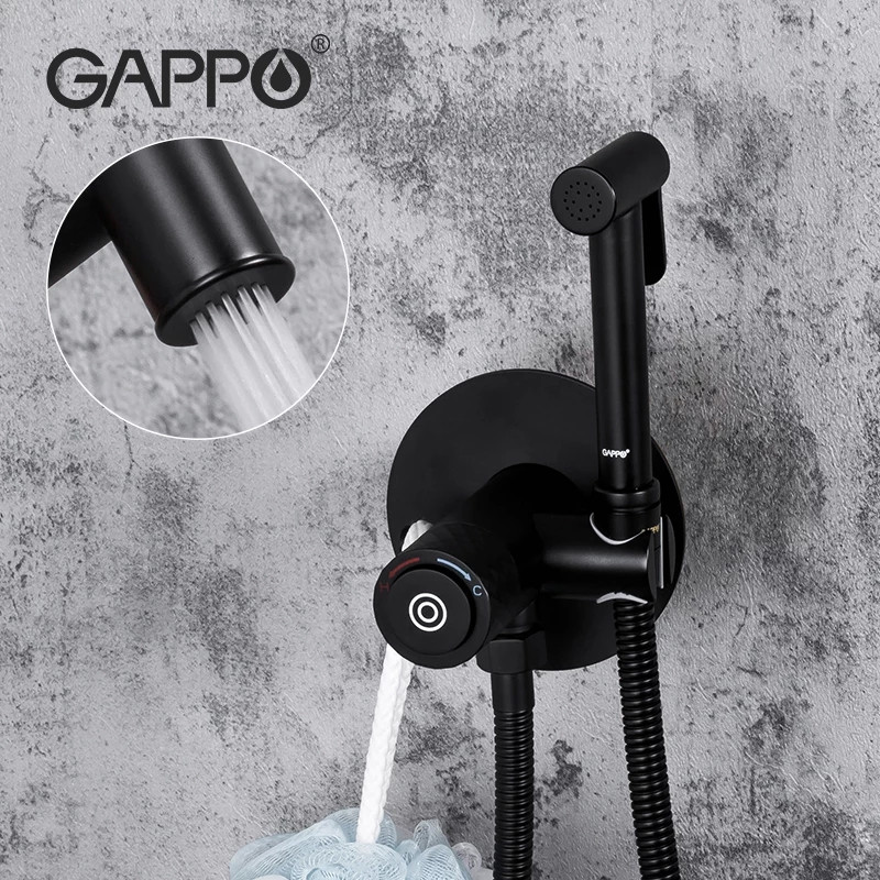Встраиваемый гигиенический душ с крючком Gappo черный G7288-6 - фото 1 - id-p96423156