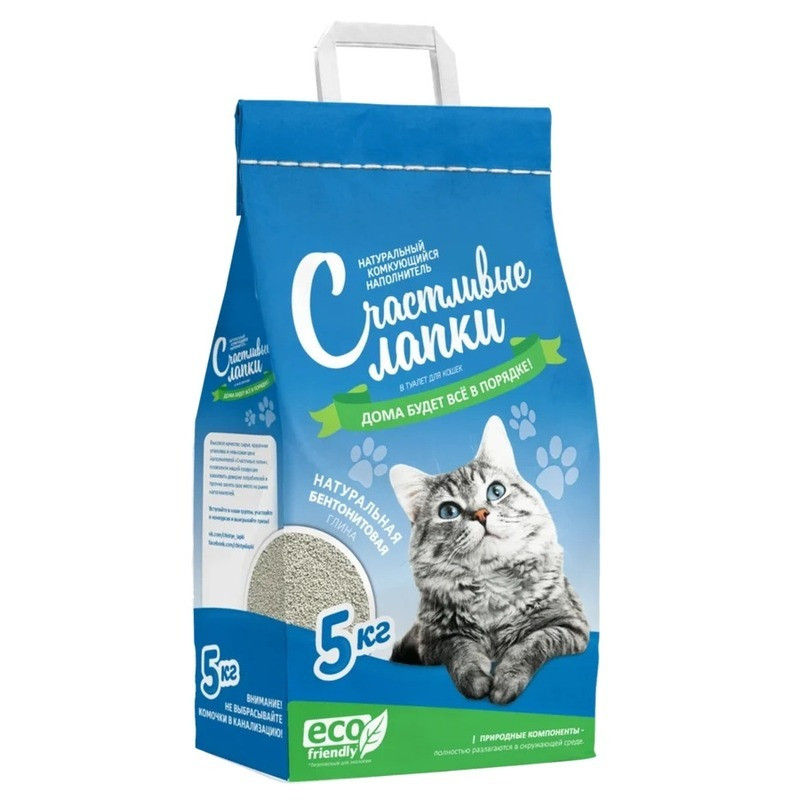 Счастливые лапки Наполнитель комкующийся для кошек, 5 кг